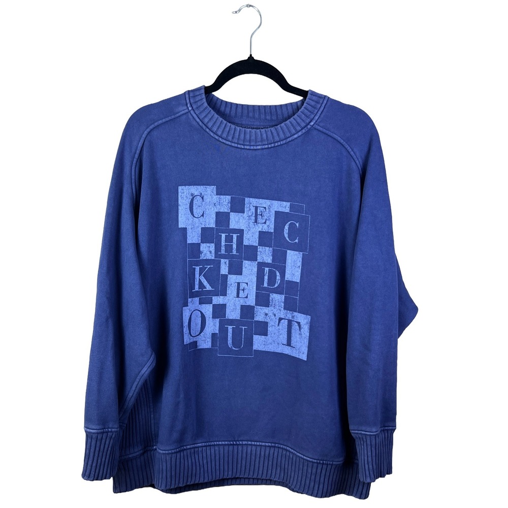 Aerie Checked Out Oversized Sweatshirt Women's‎ S Blue Streetwear Skater